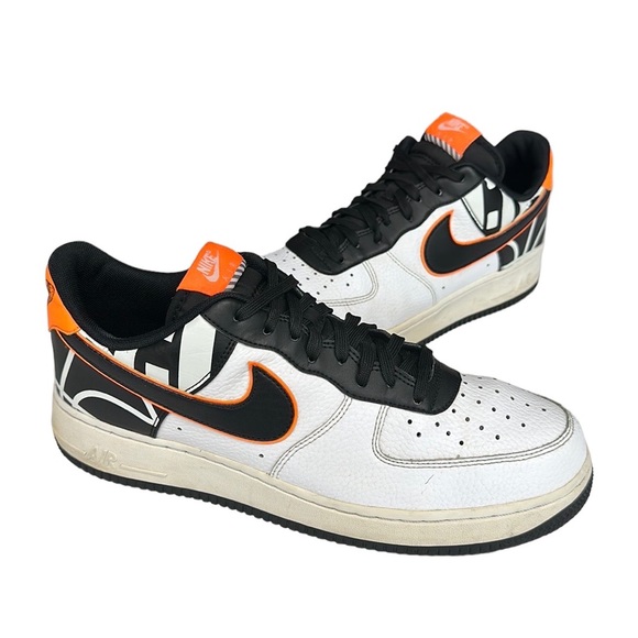 Nike Air Force One 1'07 LV8 Low White Black Orange Shoes #823511-104 Size 10.5 - Picture 3 of 11